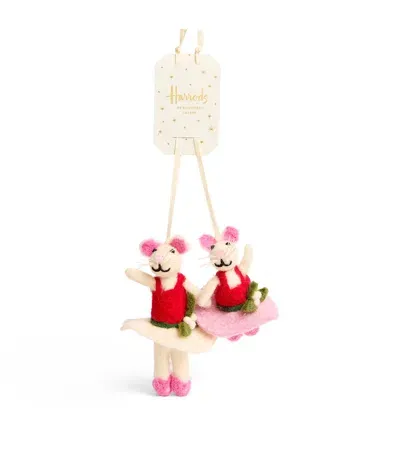 Harrods Felt Dancing Mice Tree Decorations In Multi