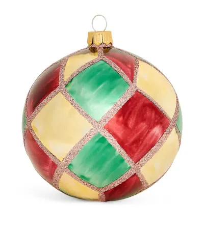 Harrods Glass Diamond Pattern Bauble In Multi