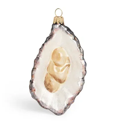 Harrods Glass Oyster Ornament In White