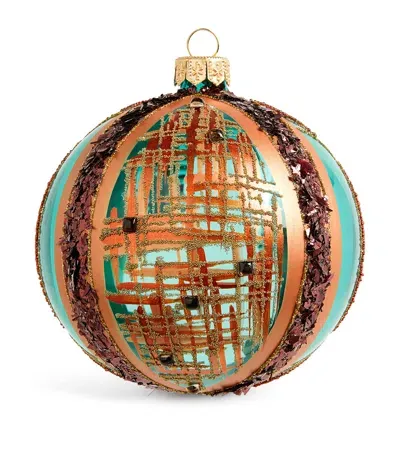 Harrods Glass Patterned Bauble In Turquoise