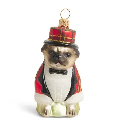 Harrods Glass Pug Tree Decoration In Multi