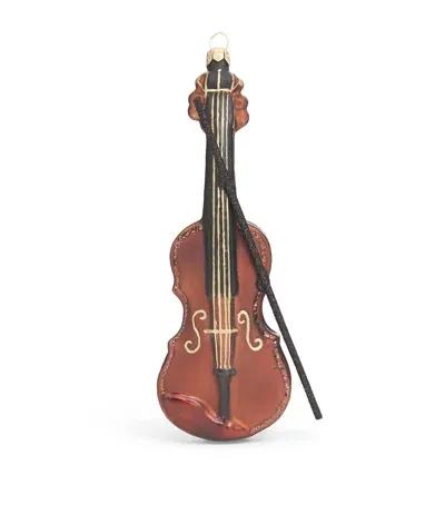 Harrods Glass Violin Tree Decoration In Brown