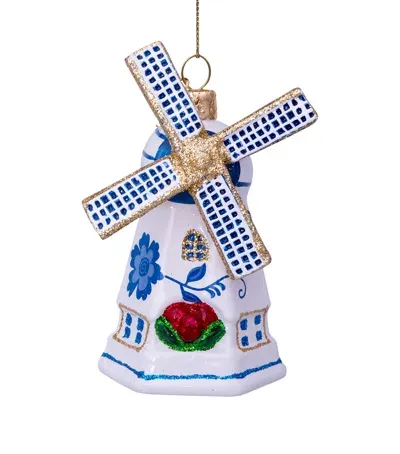 Harrods Glass Windmill Tree Decoration In Blue