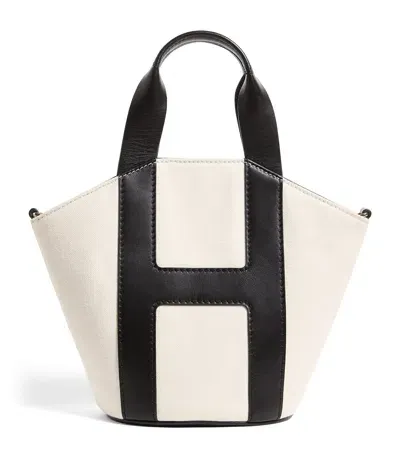 Harrods Grab Canvas Tote Bag In White