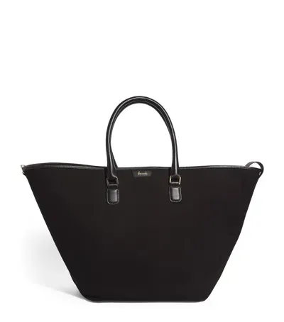 Harrods Large Canvas Slouchy Tote Bag In Black