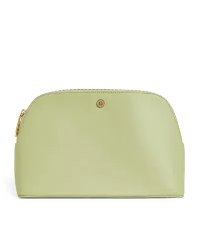 Harrods Large Leather Cosmetics Bag In Green