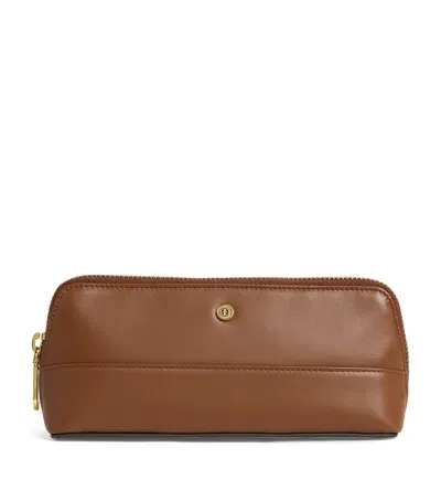 Harrods Leather Pencil Case In Beige