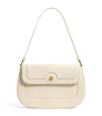 Harrods Leather Shoulder Bag In Neutral