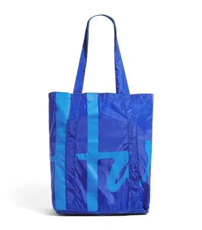 Harrods Logo Pocket Shopper Bag In Blue