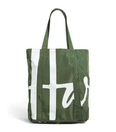 Harrods Logo Pocket Shopper Bag In Green