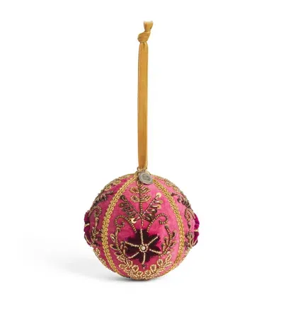 Harrods Magenta Velvet Embellished Bauble In Pink