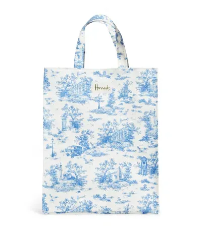 Harrods Medium Toile Shopper Bag In Blue