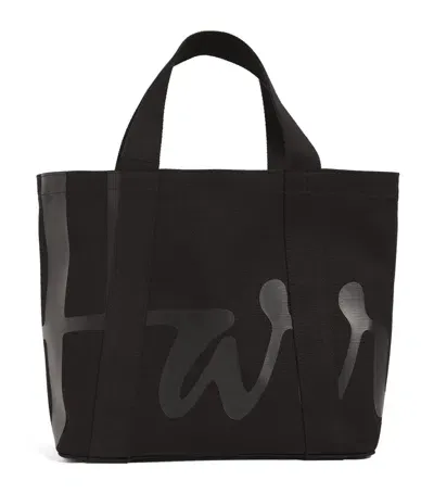 Harrods Mini Cotton Logo Tote Bag In Black