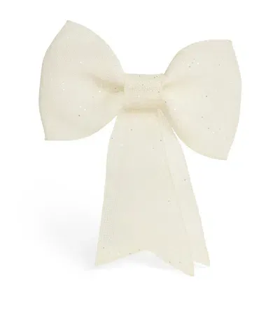 Harrods Plastic Glitter Bow Ornament In White