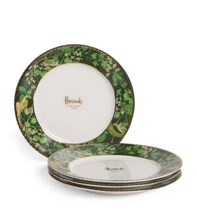 Harrods Set Of 4 Canape Plates In Green