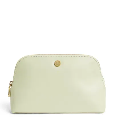 Harrods Small Leather Cosmetic Bag In Green