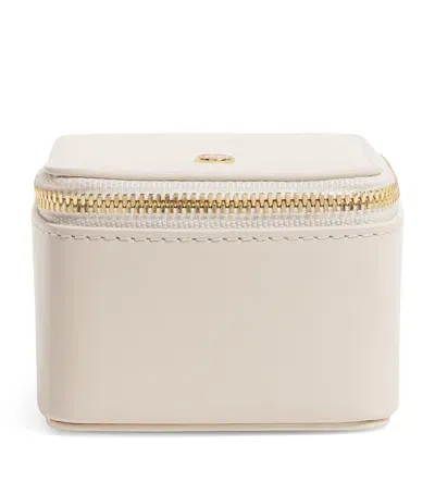 Harrods Smooth Leather Trinket Box In Neutral