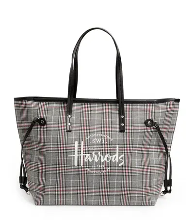 Harrods Southbank Grey Check Tote Bag In Gray