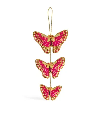 Harrods Three Butterfly Tree Decortation In Pink