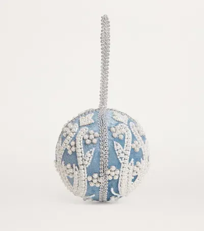 Harrods Velvet Embellished Bauble In Blue