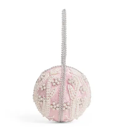 Harrods Velvet Embellished Bauble In Pink