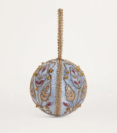 Harrods Velvet Embellished Bauble In Blue