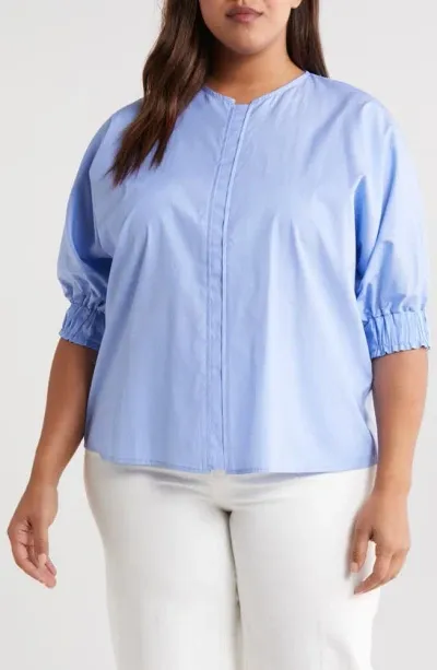 Harshman Gilda Popover Top In Sky Blue