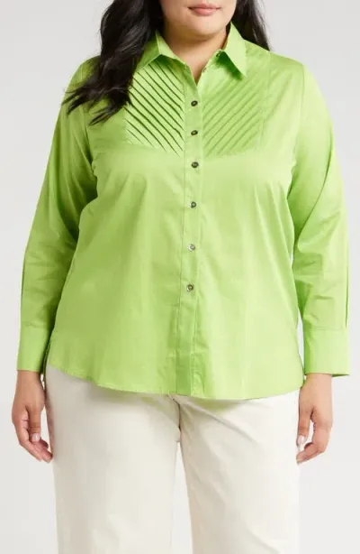 Harshman Kaliyah Pleated Button-up Shirt In Green