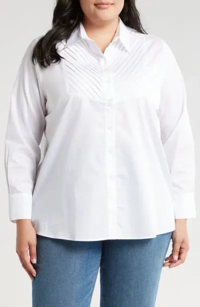 Harshman Kaliyah Pleated Button-up Shirt In White