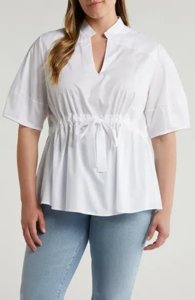 Harshman Nina Tie Waist Cotton Top In White