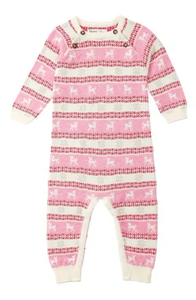 Hatley Babies'  Doe Fair Isle Jacquard Sweater Romper In Natural