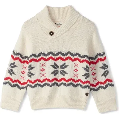 Hatley Babies'  Fair Isle Shawl Collar Sweater In Natural