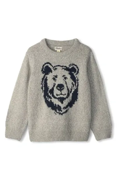 Hatley Kids' Intarsia Bear Crewneck Sweater In Grey