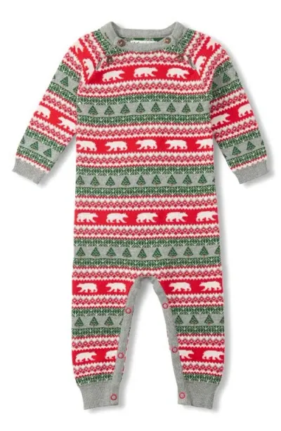 Hatley Babies'  Polar Bear Fair Isle Sweater Romper In Grey