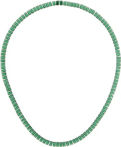 Hatton Labs Silver & Green Emerald Cut Tennis Chain Necklace In Silver / Green