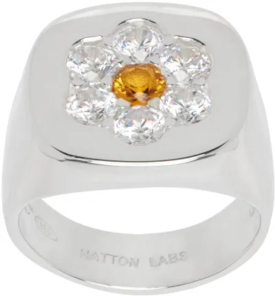 Hatton Labs Silver Daisy Signet Ring In Silver / Yellow