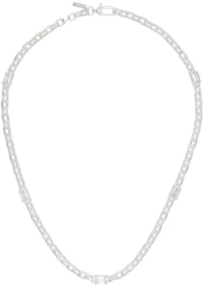 Hatton Labs Silver Solitaire Chain Necklace In Silver/white