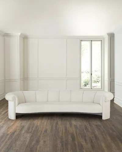 Haute House Colette Chenille Sofa, 125" In Bone