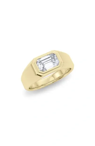 Hautecarat Emerald-cut Lab Grown Diamond Signet Ring In 2.50 Ctw 18k Yellow Gold