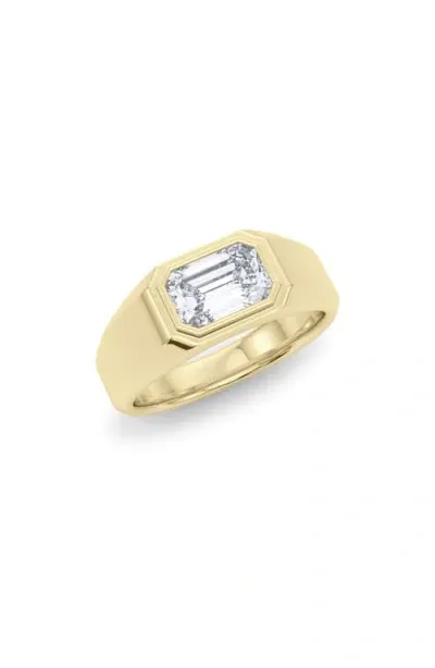 Hautecarat Emerald-cut Lab Grown Diamond Signet Ring In 3.00 Ctw 18k Yellow Gold