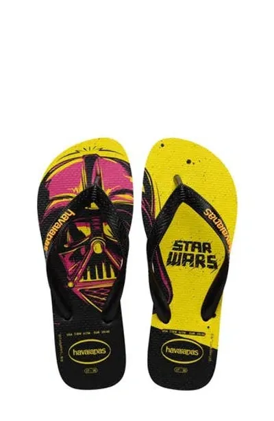 Havaianas 'star Wars™' Flip Flop In Black/pop Yellow