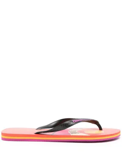 Havaianas X Maison Kitsuné Logo-embossed Flip Flops In Red