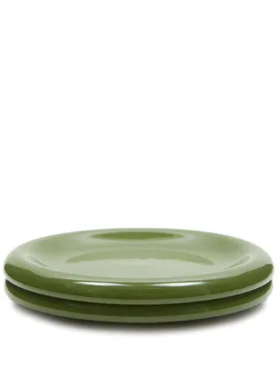 Hay Dessert Plates (set Of Two) In Green