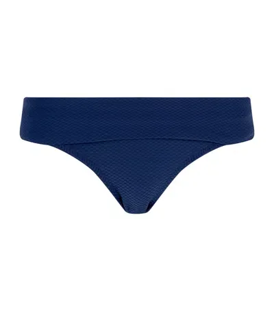 Heidi Klein Textured Fold Over Bikini Bottoms In Navy