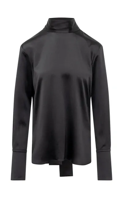 Heirlome Elliott Silk Mockneck Top In Black