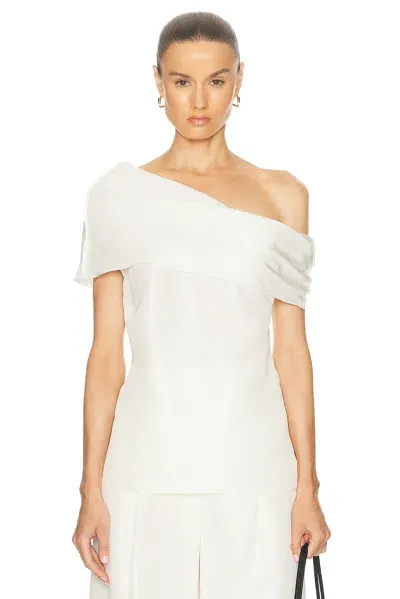 Heirlome Off-the-shoulder Silk-shantung Top In Ivory