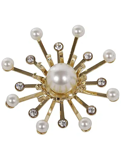 Helenezubeldia Kiku Brooch Pearl Accessories In Grey