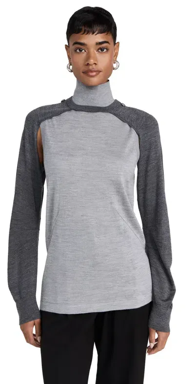 Helmut Lang Dt Apex T Neck Shirt Light Heather Grey/grey