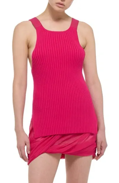 Helmut Lang Ribbed Tank Top In Fuchsia