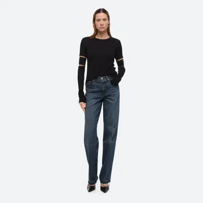 Helmut Lang Slashed Long-sleeved Top In Black